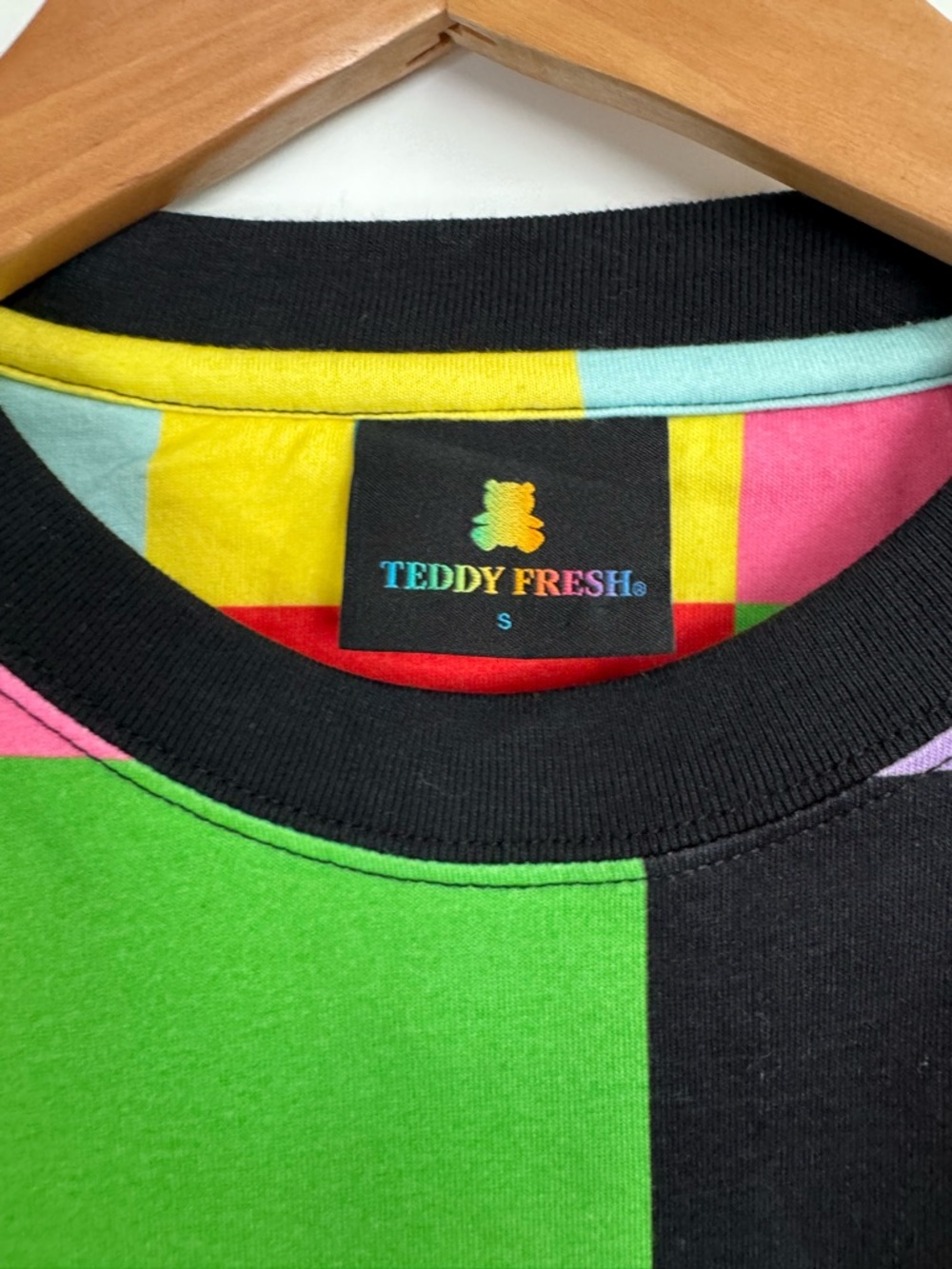 Teddy Fresh Colorblock Patchwork Tee Rainbow Checkerboard Streetwear S - Picture 3 of 9